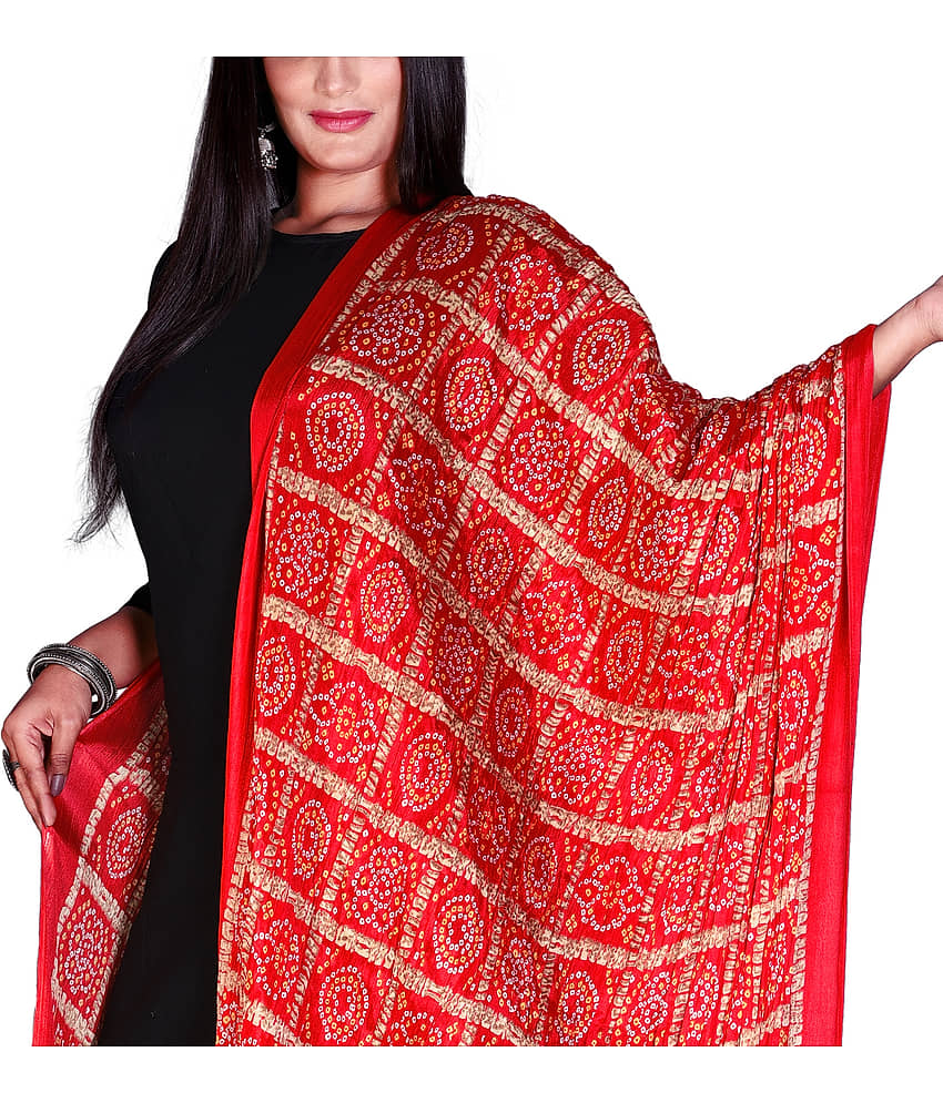 Apratim Red Silk Dupatta - Single view 2