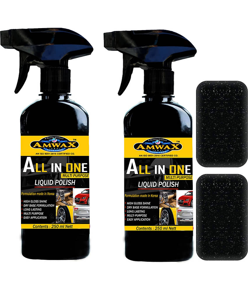 Metal Liquid Car Polish for Exterior, Bumper, Parts, Dashboard, Chrome Accent, Headlight, Tyres (250 mL each )