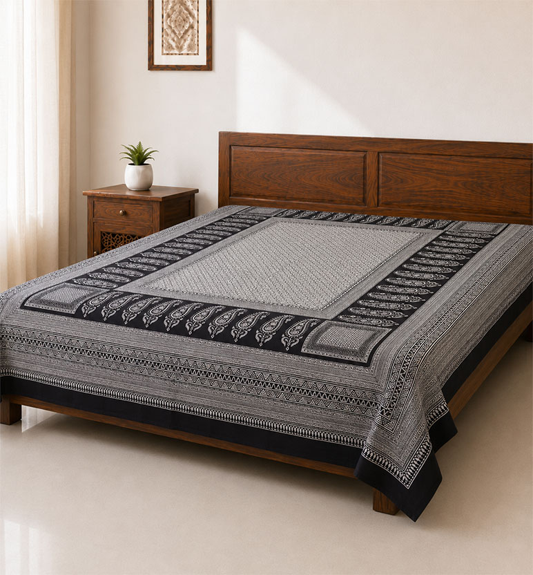 Hand Block Printed Bagh Cotton Double Bedsheet view 2