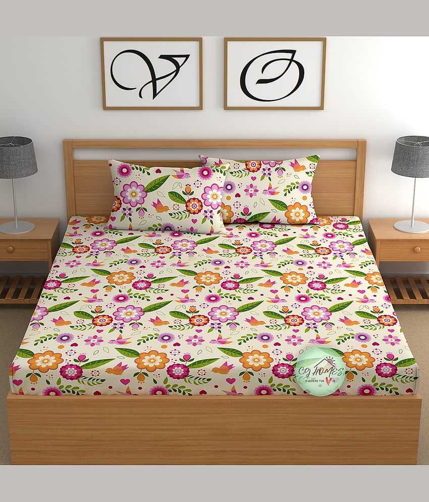 CG HOMES Poly Cotton 1 Double Bedsheet with 2 Pillow Covers ( Multicolor ) view 2