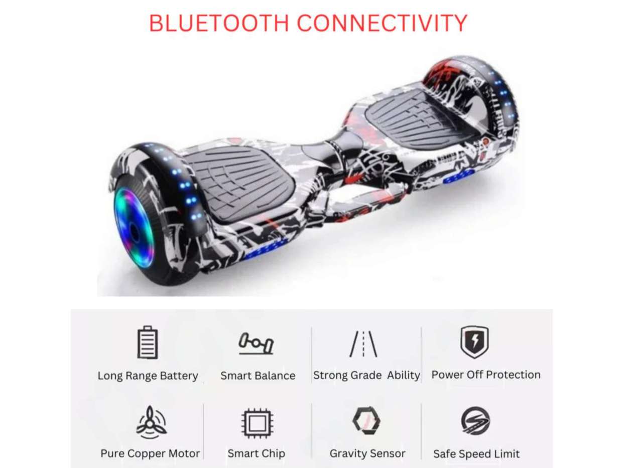 Pulse Bord P6+ UL 2272 Certified Hoverboard Self Balancing Electric Scooter 6.5 Inch for Adult and Kids with LED Light and App (Street) view 2