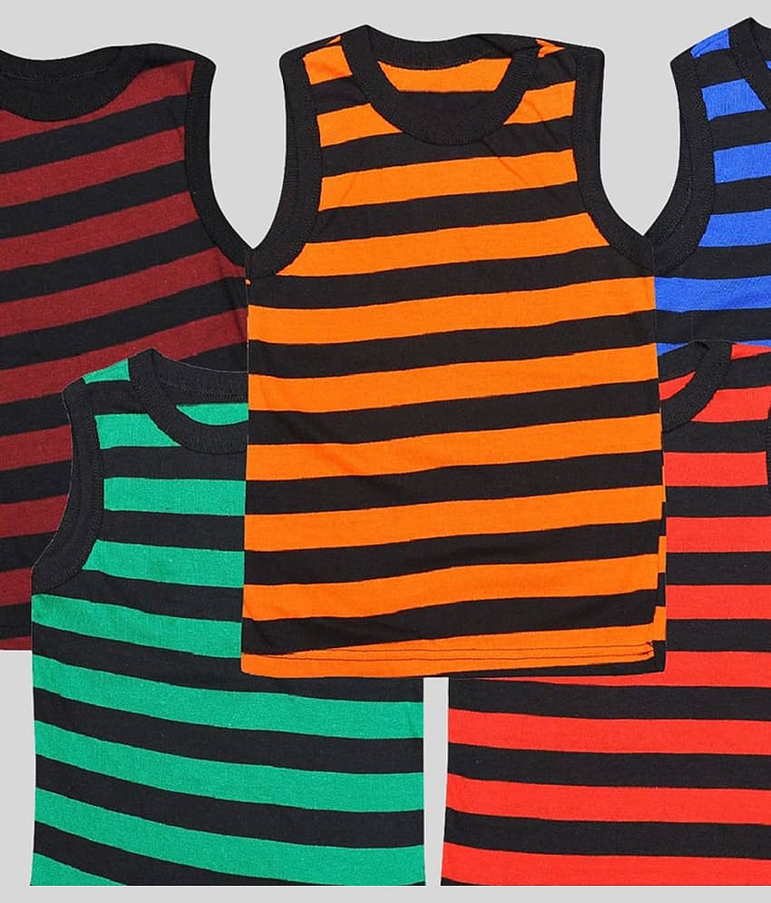 Boys Vest Pure Cotton (Multicolor, Pack of 5) view 2