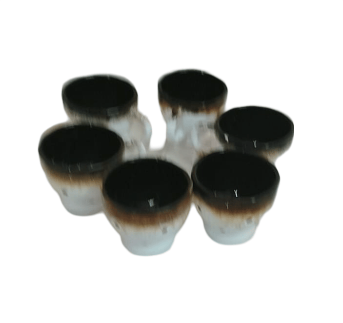Set of 6 Handmade Ceramic Tea Cups with Polka Dot Design view 2