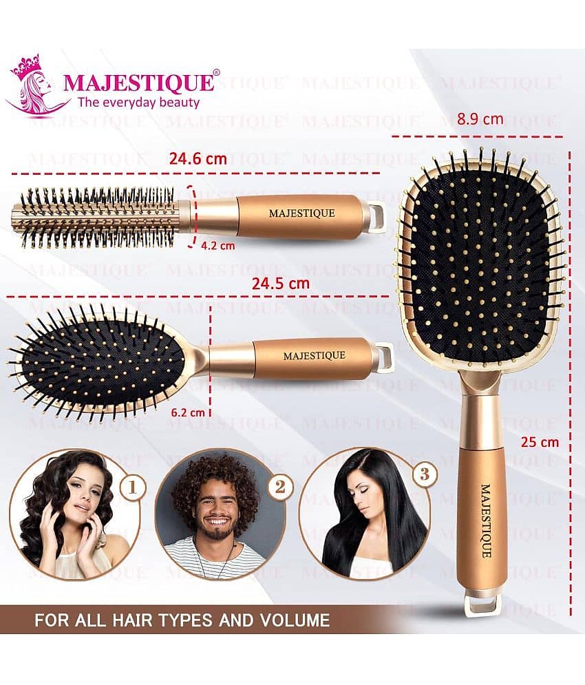 Majestique Detangling Paddle Brush, Refresh and Extend for All Hair Types for Women and Men - 3 Pcs view 2
