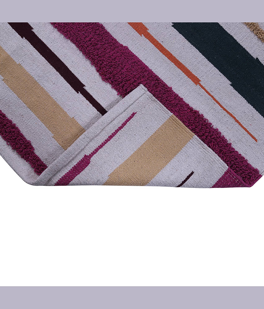 PEQURA Multi Cotton Carpet Stripes 5x7 Ft view 2