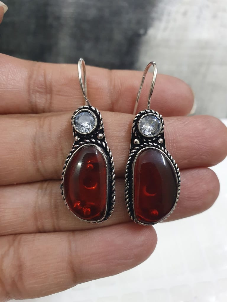 German Silver Oxidized Hoops Earrings view 2
