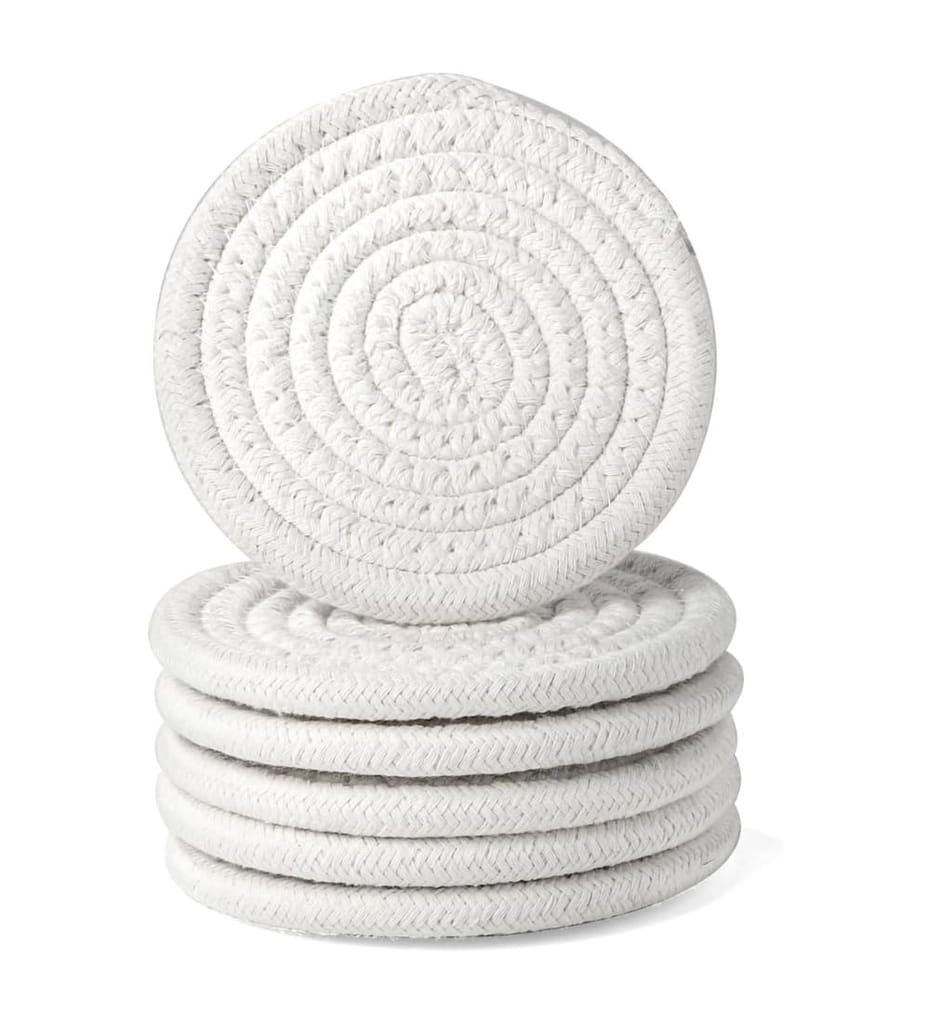 Generic Cotton Rope Drink Coasters 6 Pcs Set (White)-PID66425 view 2