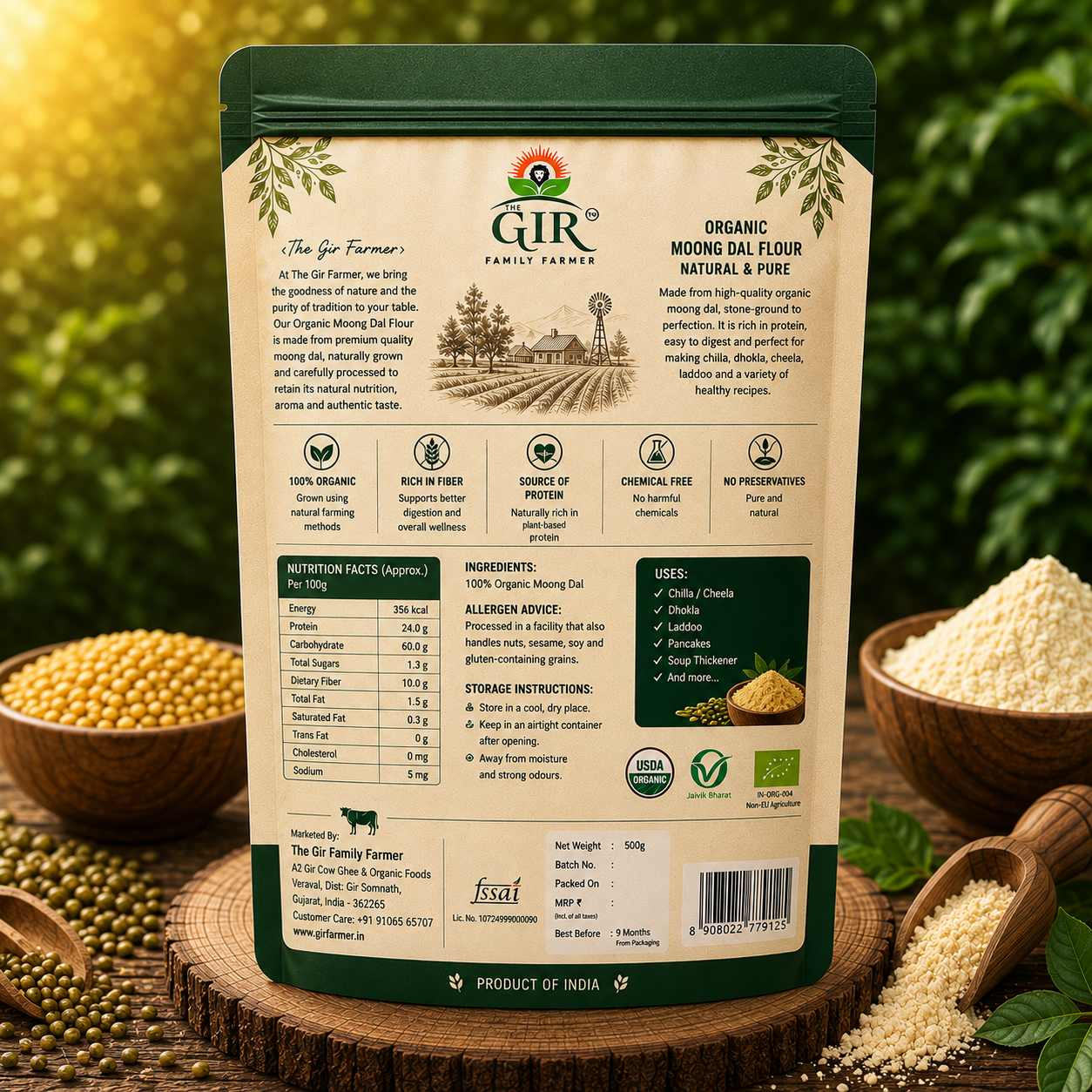 Organic Moong Dal Flour — Natural & Pure view 2