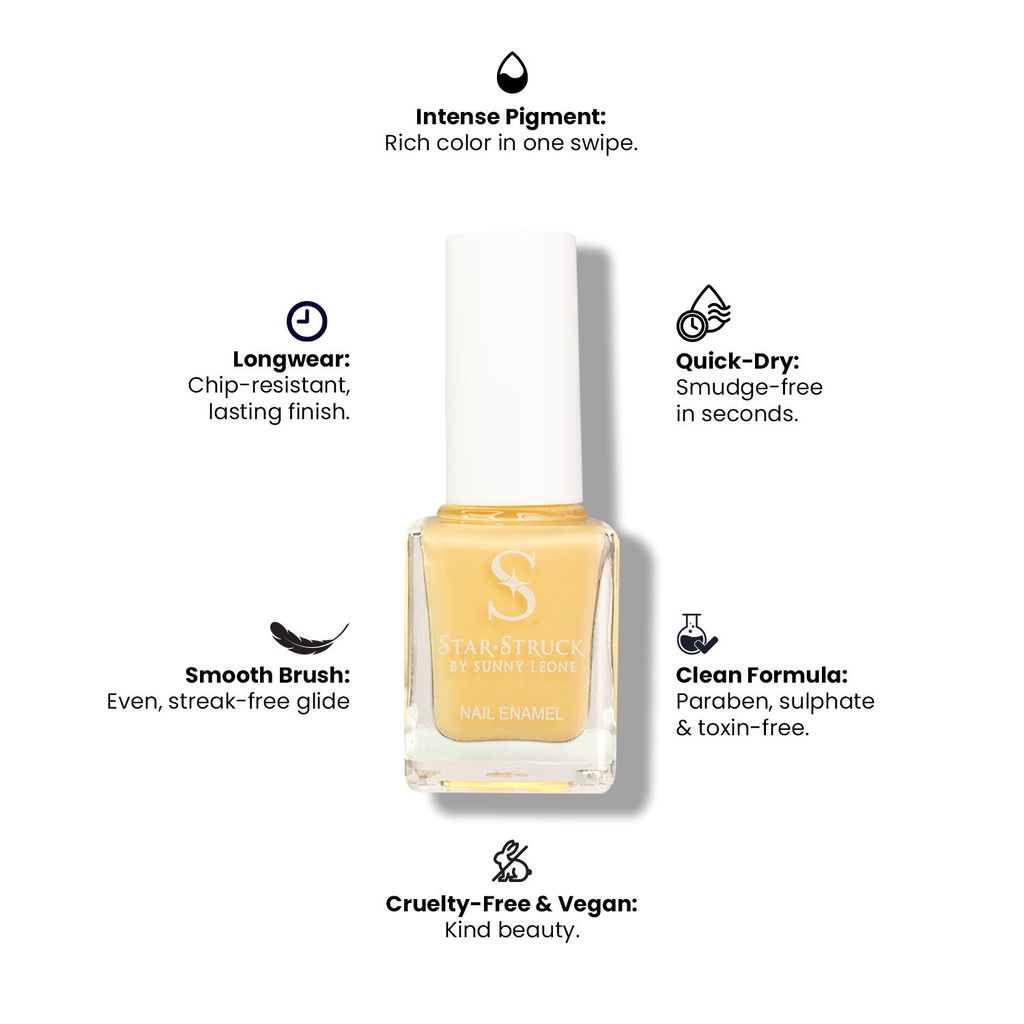 StarStruck by Sunny Leone - Lemon Sorbet - Glossy Nail Polish | Mirror-Like Shine & Longwear Color | Quick Dry Formula view 2