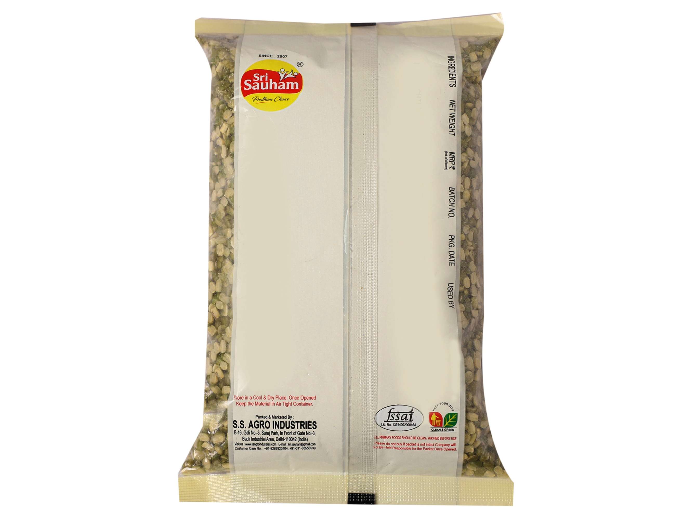 Sri Sauham Moong Chhilka Dal, Premium Split Green gram - 1Kg view 2