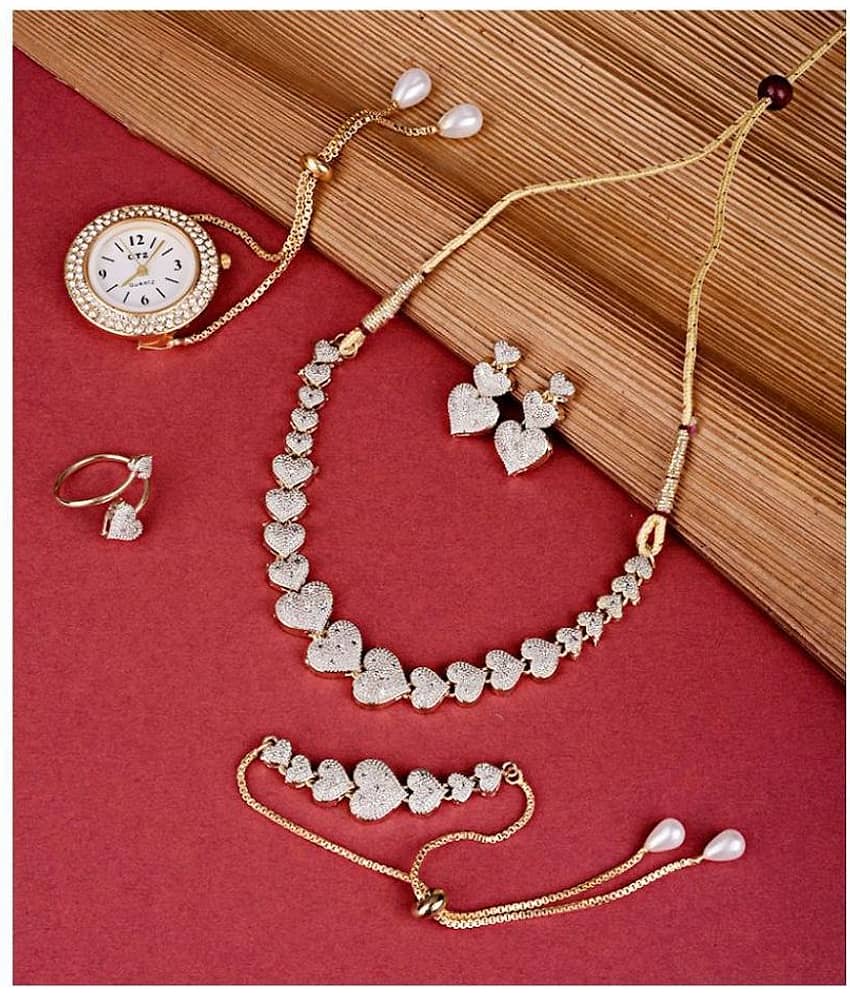 Navya Collections Alloy Golden Contemporary/Fashion Necklace set Combo Choker view 2