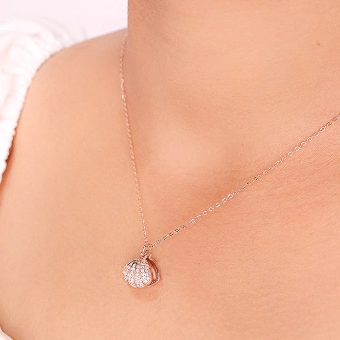 Rose Gold Open Shell Pendant with Chain view 2