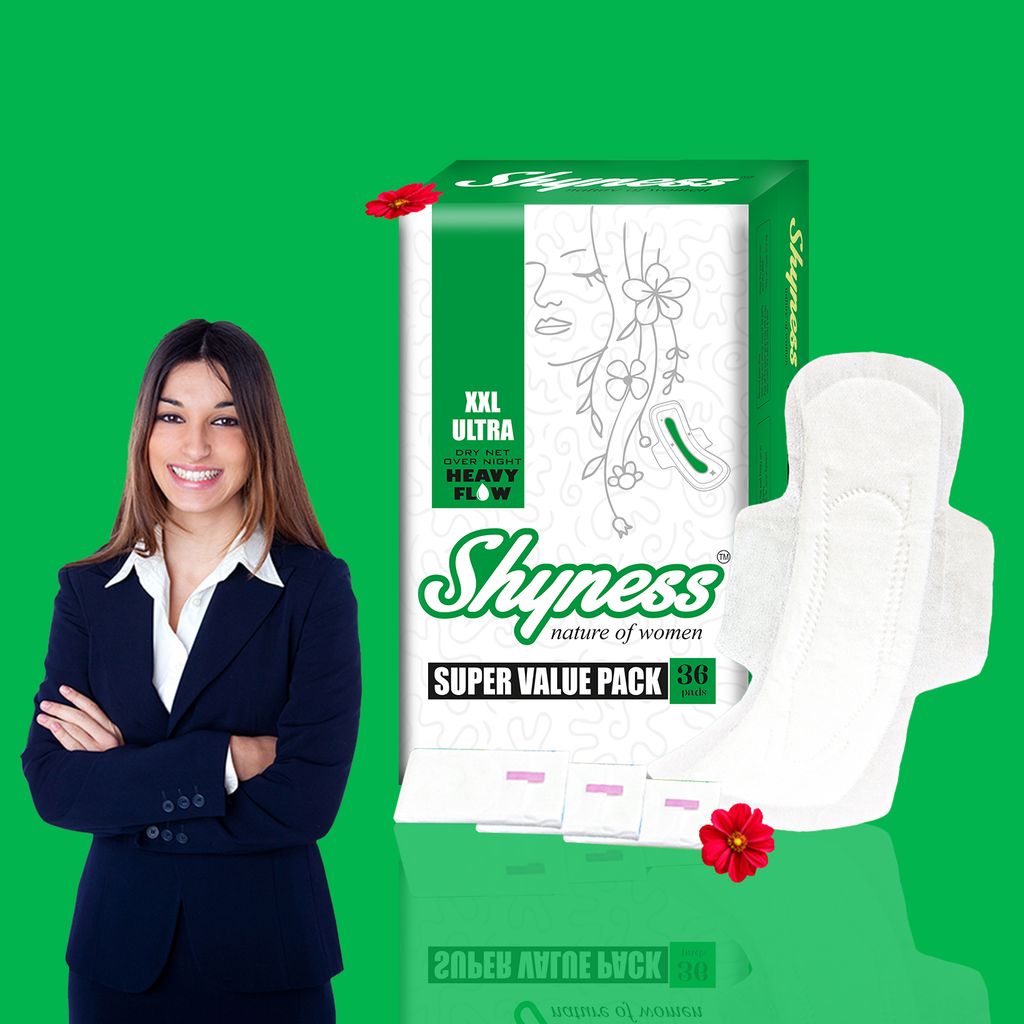 Shyness's Ultra XXL Heavy Flow Overnight Protection Pads for Ultimate Comfort & Leak Prevention - 36- Pads Combo Pack (pack of 2)