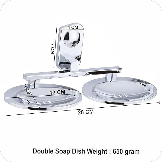EASYHOME FURNISH soap Dish Holder for Bathroom Double soap case Stand (304 Stainless Steel, Chrome Finish) view 2