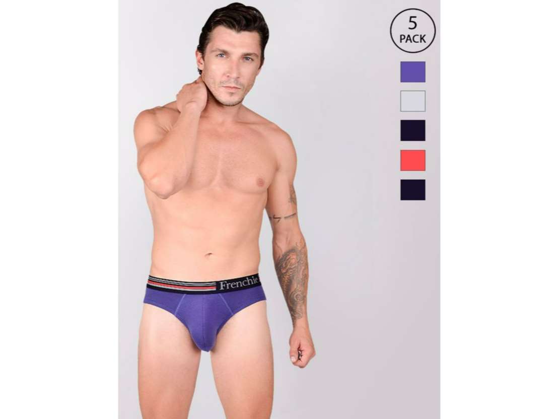 Frenchie Casuals 4000 Men Solid Cotton Briefs in Assorted Colours Pack of 5 - M