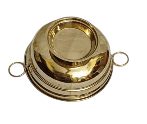 Golden Brass Bowl with Handles for Home Decor and Religious Ceremonies view 2