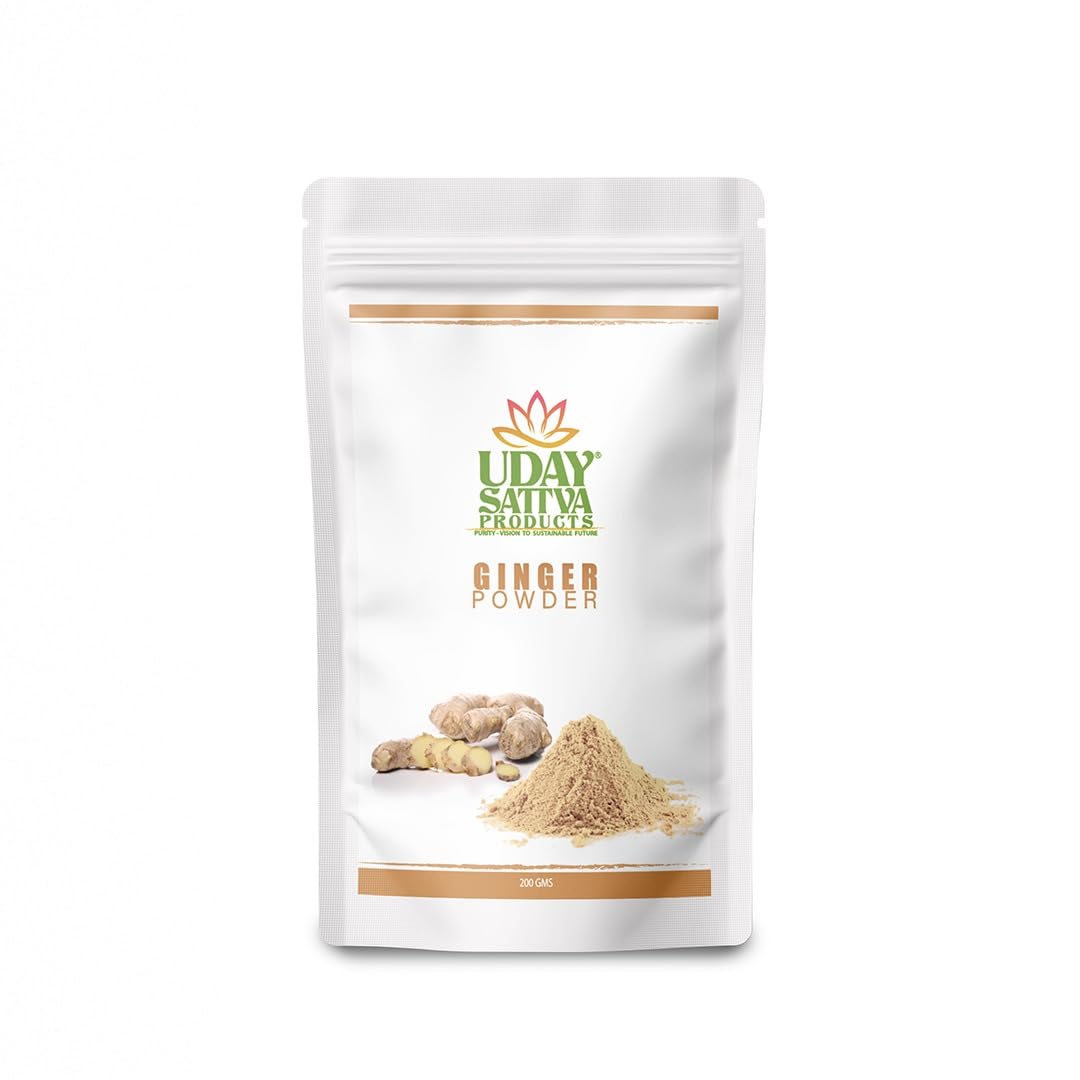 UDAY SATTVA PRODUCTS 100% Natural & Organic Dried Ginger Powder 200g | Aromatic and Flavorful Ginger | Ideal for Cooking, Baking, Smoothies & Tea | No Added Colors, Additives & Preservatives | Farm Fresh