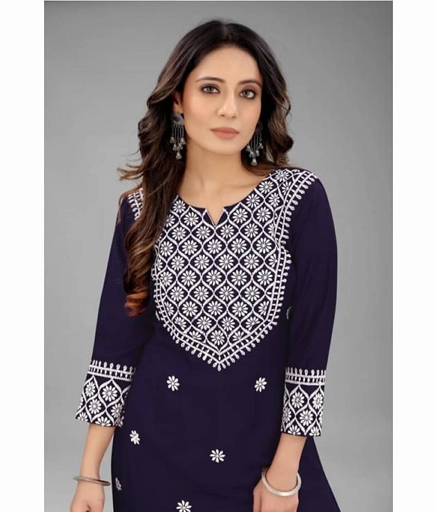 QPEEZ - Green Rayon Women's Straight Kurti ( Pack of 1 ) view 2