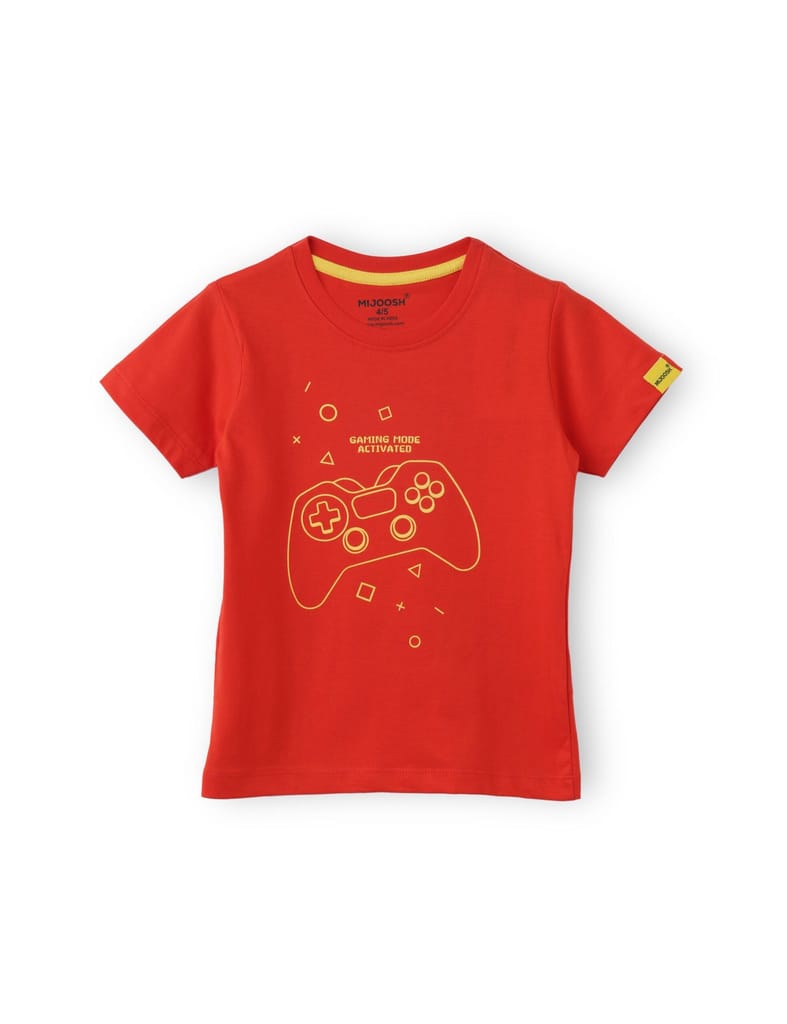 Boys T shirt Cotton Fiery Red Joystick view 2