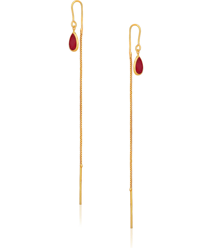 Drashti Collection Golden Threader Earrings ( Pack of 1 )
