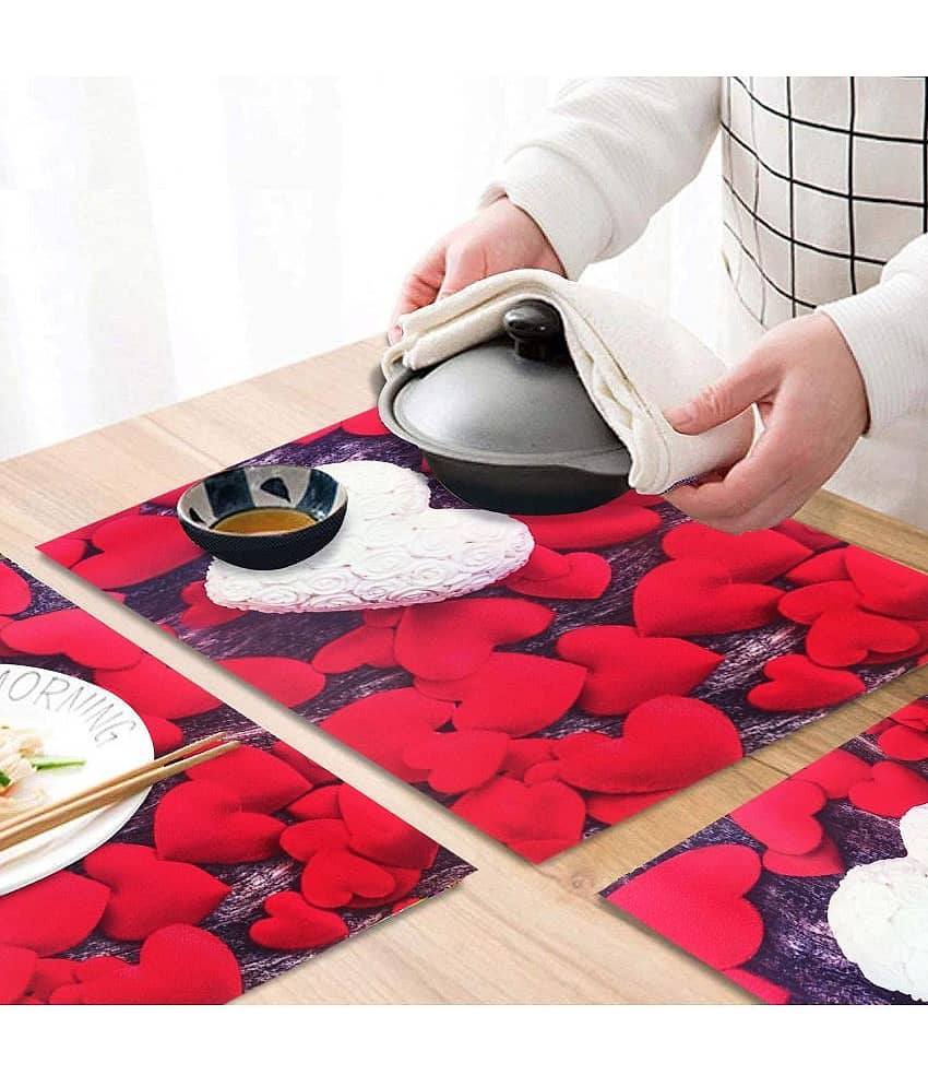 PVC Graphic Rectangle Table Mats (45 cm x 30 cm) Pack of 6 - Red view 2