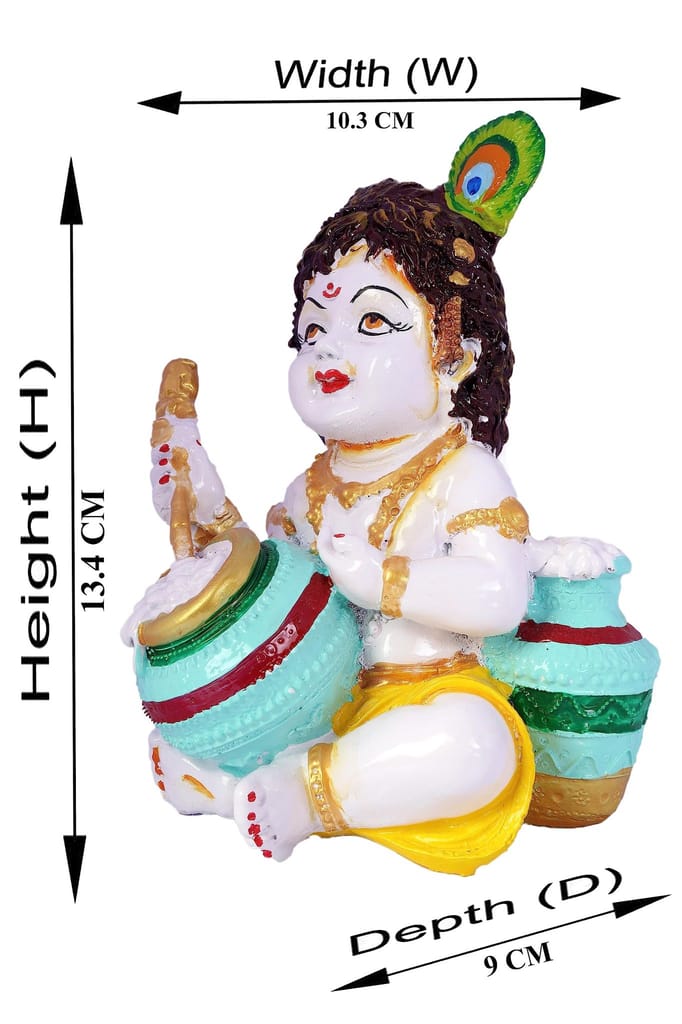 COPPERHOARD White Colour Resin Bal Gopal Makhan Chor Pious Hindu Religious God Idol Showpiece Handmade Murti for Home Decoration, Radha Krishna Murti view 2