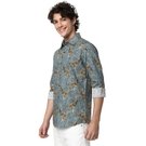 Mufti Blue & Beige Digital Print Shirt view 2
