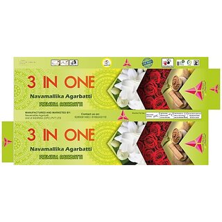 Navamallika Agarbatti 3 In 1 Chandan, Mogra, Rose (45, Set Of 3) view 2