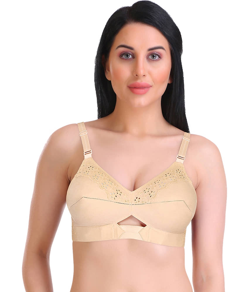 Featherline Pack of 1 Cotton Non Padded Everyday Bra For Women ( Beige )