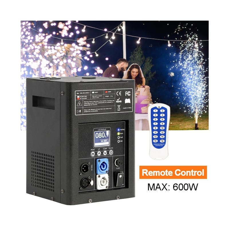 SPARKWORLD Cold Spark Machine Stage Special Effect Machine 600W Pyro-technic Machines, DMX-512 /Remote Control/LCD, Jet Height 2-5M for Big Show, Party, Wedding Ceremony view 2