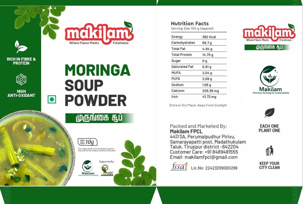 Makilam Moringa Soup Powder - Rich in Fibre & Antioxidants (10g) view 2