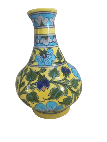 Blue Pottery Ceramic Flower Vase view 2