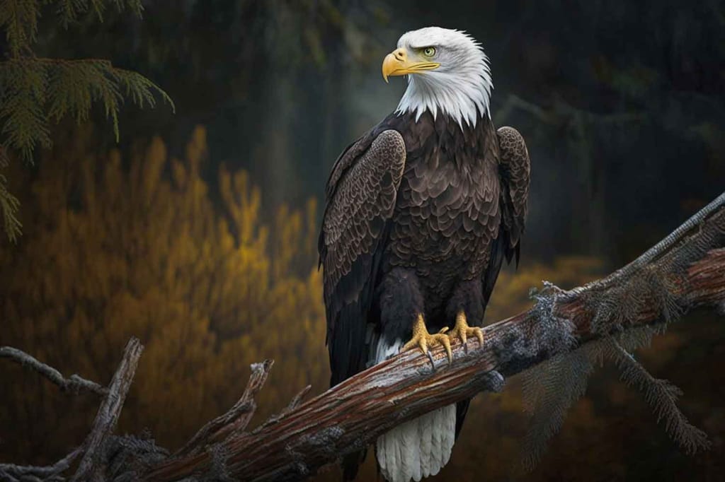 EAGLE ON A BRANCH WALLART 24in x 16inWITH BLACK FRAME view 2