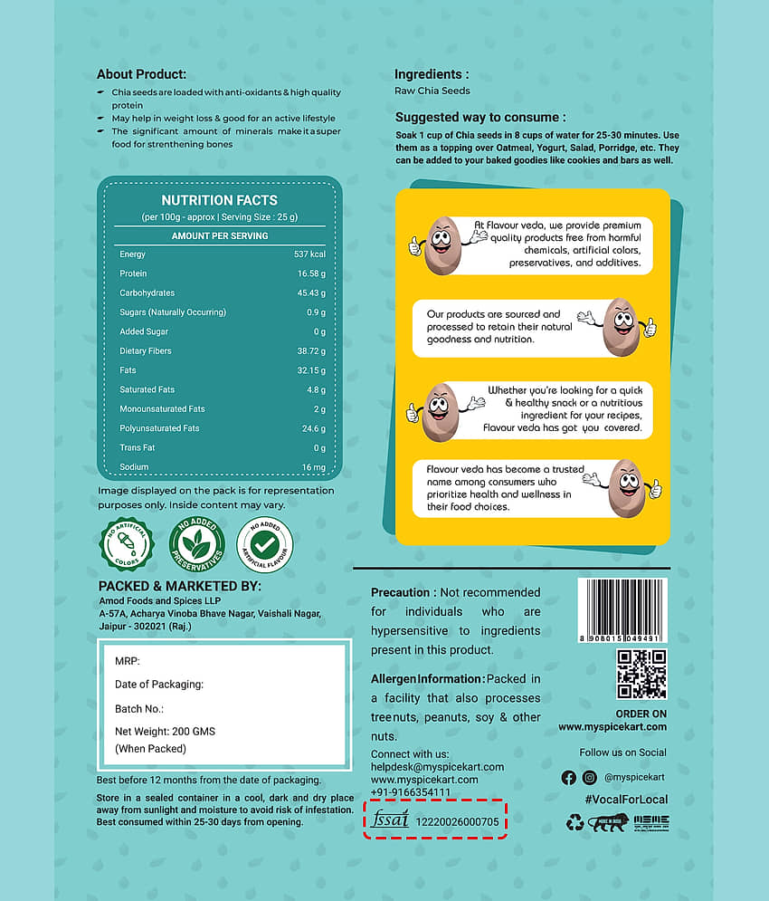 Flavour Veda Chia Seeds ( Pack of 1 ) view 2