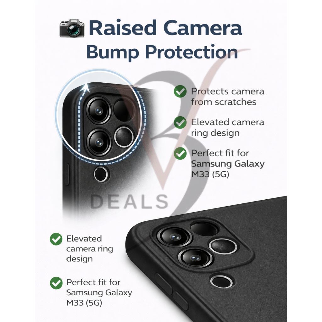 V3Deals Compatible Samsung Galaxy M33 (5G) Back Cover | Camera Bump Protection | Affordable Slim Matte Soft Silicone Case | Samsung m33 5g Back Cover view 2