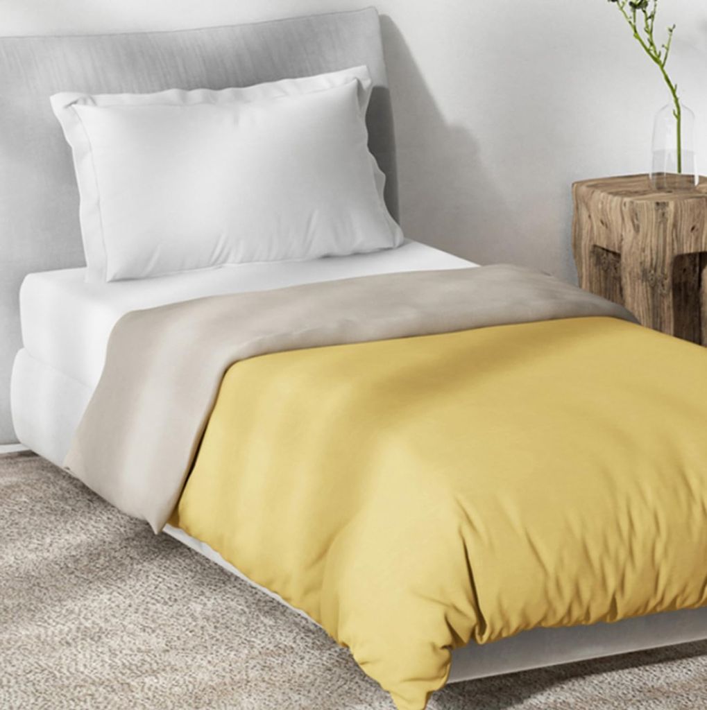 DDECOR - Creme Collection 100% Cotton Plains And Textures Pattern MPOL Single Quilt|152 CM X 229 CM| - Yellow view 2
