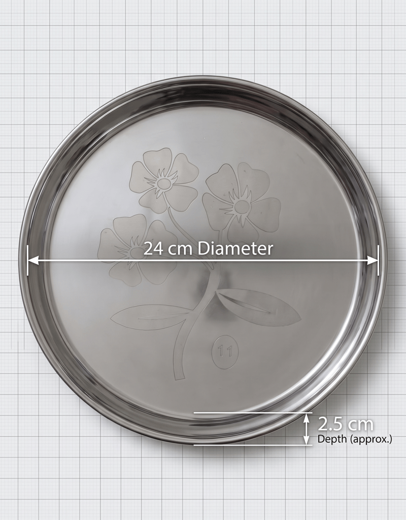 Premium Stainless Steel Designer Floral Thali (Khoncha) view 2