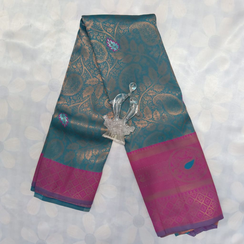 Kubera Silk Cottton Saree with Blouse - Sky Blue view 2