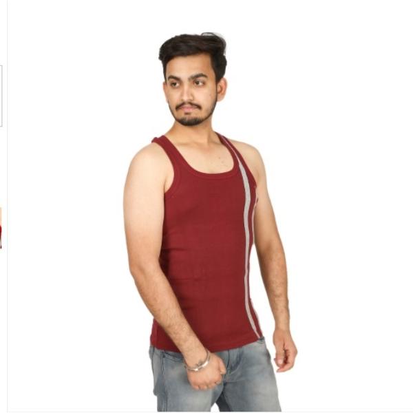 Men's Round Neck Vest Linner Maroon (Pack of 01 Pcs) view 2