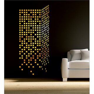 Grahak Trend 100 Pieces (3 cm Each) Square Mirrors Golden 3D Acrylic Sticker. view 2