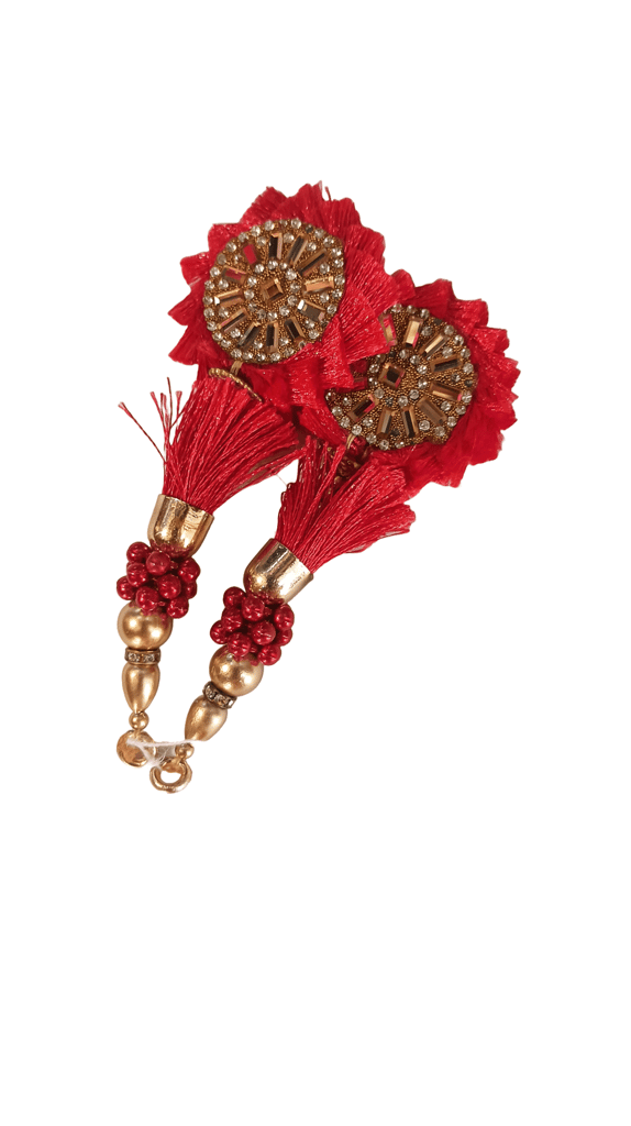 Red Embroidery Hanging Blouse Tassels view 2