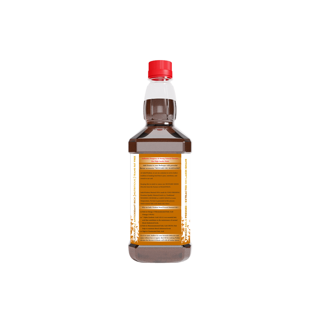 IndicWisdom Wood Pressed Mustard Oil 1 Liter (Cold Pressed Mustard Oil - Extracted on Wooden Churner) view 2