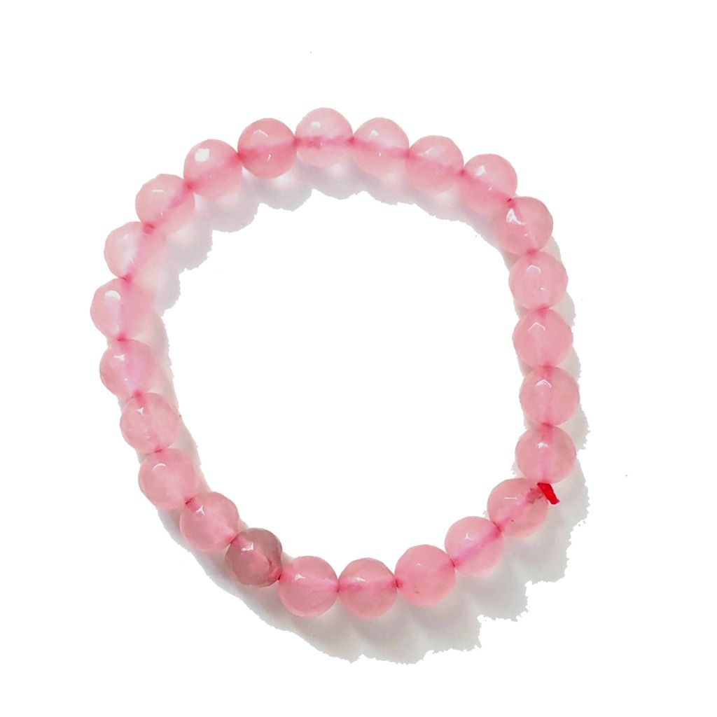 KITREE NATURAL ROSE QUARTZ CRYSTAL BRACELET 8MM ROUND FOR UNISEX (COLOR PINK) view 2