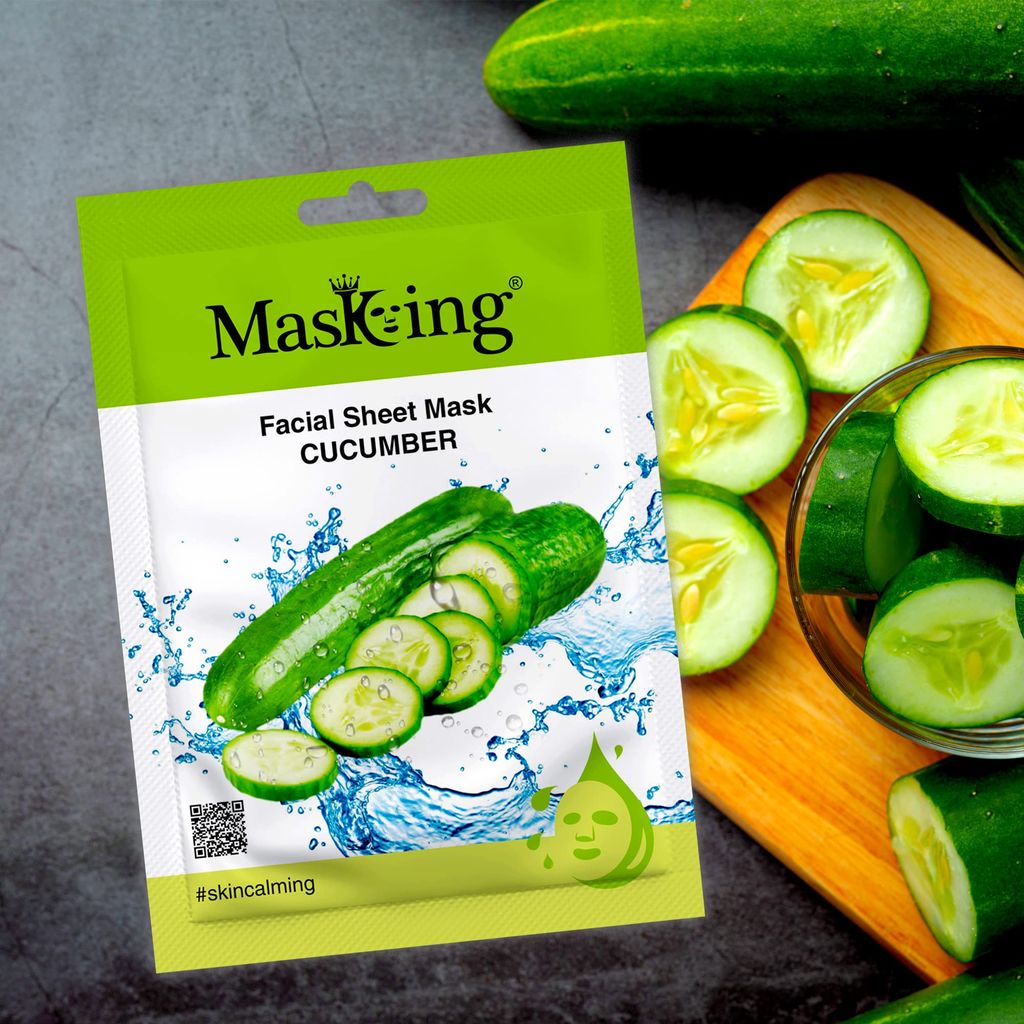MasKing Beauty Facial Sheet Mask Cucumber, Lemon, Pomegranate, Kiwi & Avocado for Skin Glowing & Brightening for Women & Men 100ml (Combo Of 5) view 2