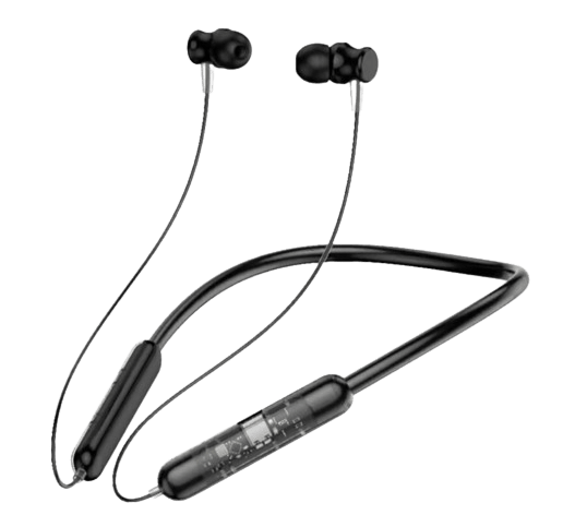BT Transparent Stereo Battery Life 72 hrs Neckband Call Vibration Alart Bluetooth Headset (Pack of 2) Black view 2