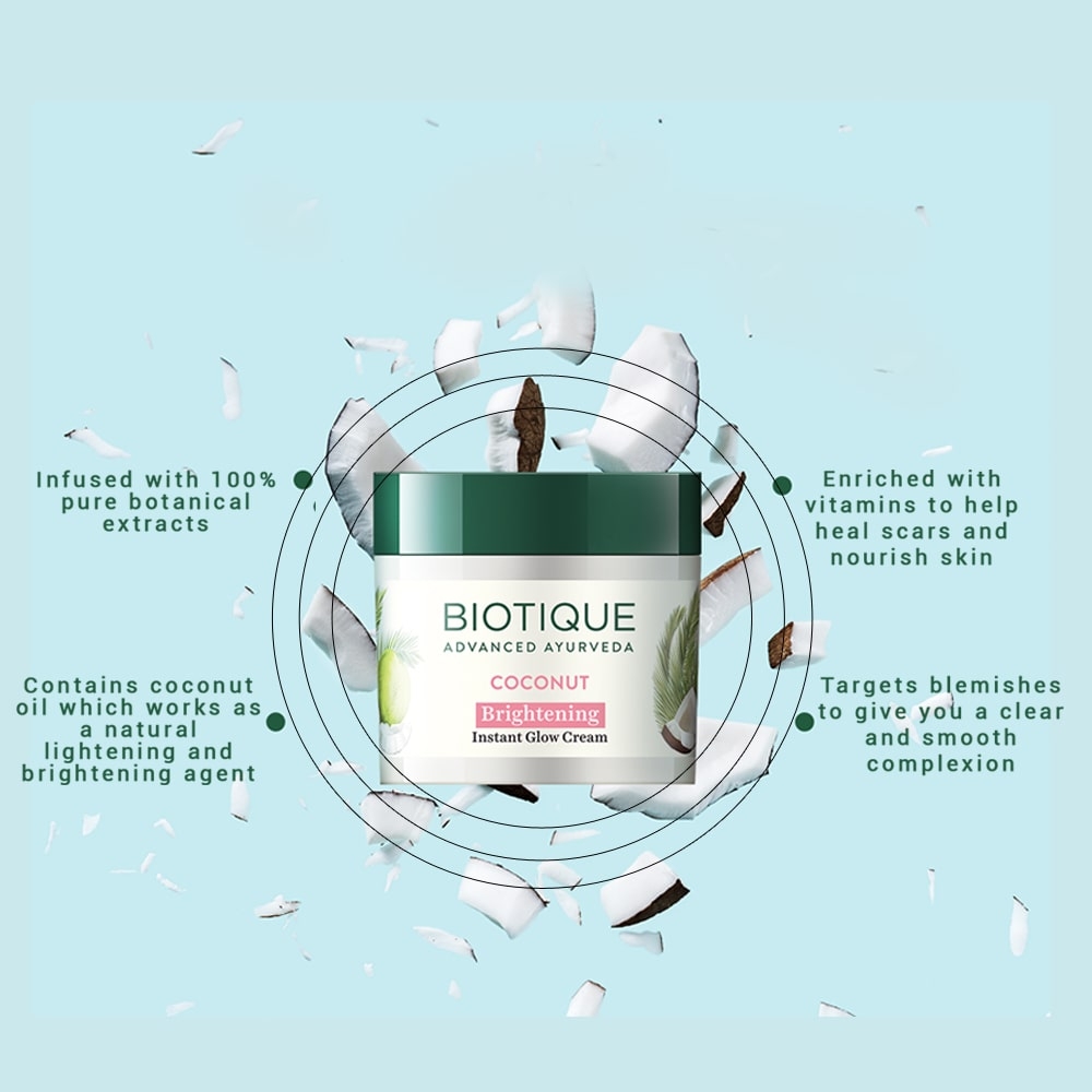Biotique Coconut Brightening Instant Glow Cream 50g view 2