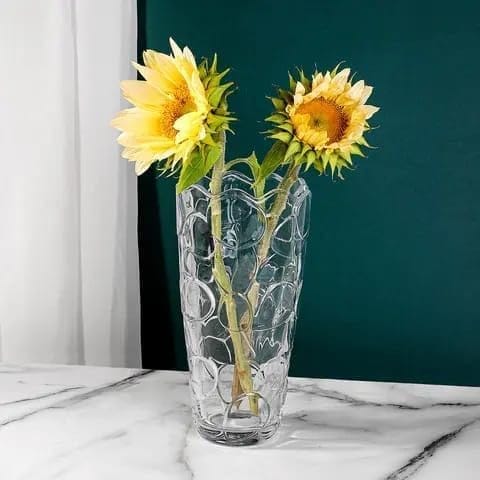 Flower Vase, Glass Vase (9 INCH) Pot Centerpieces, Modern,Crystal Clear Tall Vases for Home Decor, Living Room, Office Decoration view 2