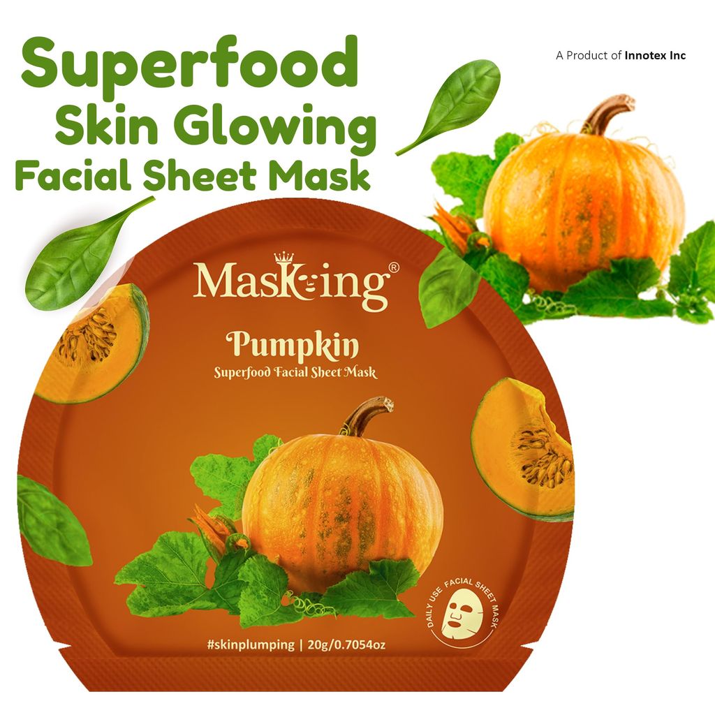 Superfood Pumpkin facial sheet mask for glowing Skin and Hydrating, Pack of 5 view 2