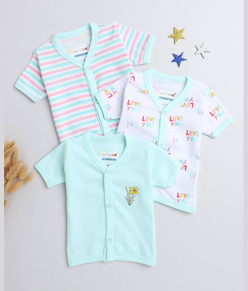 BUMZEE Pack of 3 Baby Girls Cotton Shirt ( Yellow )