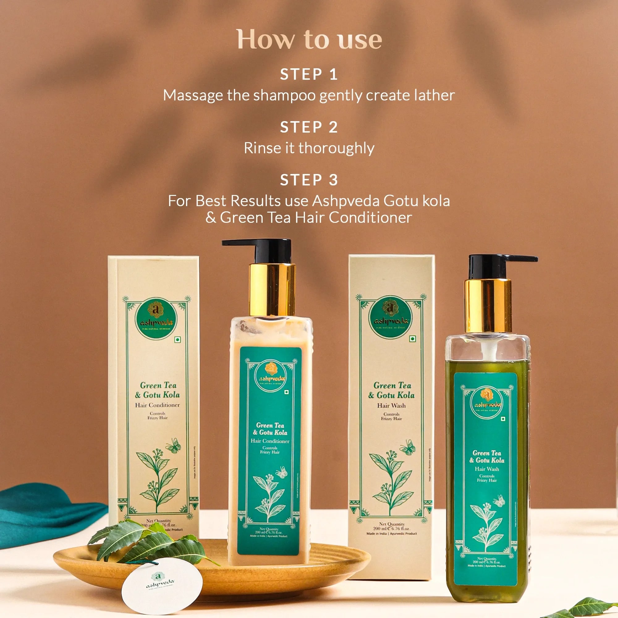 Gotu Kola and Green Tea Hair Wash & Conditioner Combo - 200 ML view 2